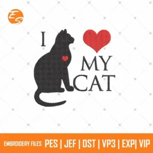 I love my cat silhouette free embroidery file