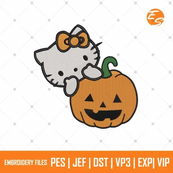 Pumpkin hello kitty free embroidery designs