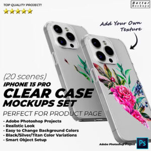 iPhone 15 Pro Clear TPU Case Mockup