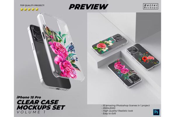 iPhone 15 Pro Clear TPU Case Mockup - Image 4