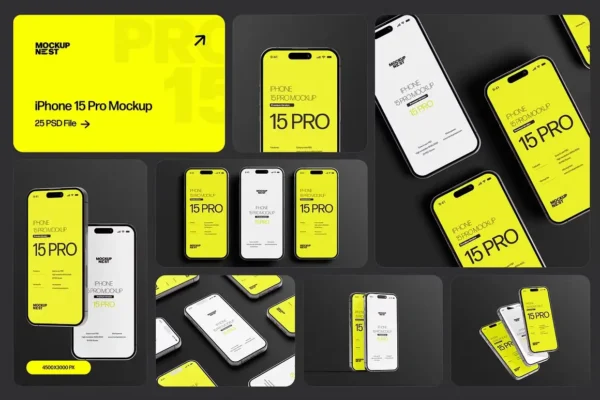 iPhone 15 Pro Mockup Set