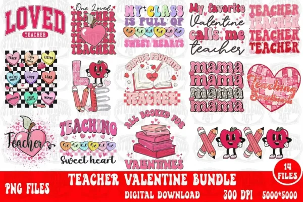 Teacher Valentine png Bundle