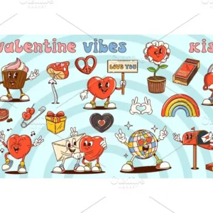 Groovy Valentine day characters