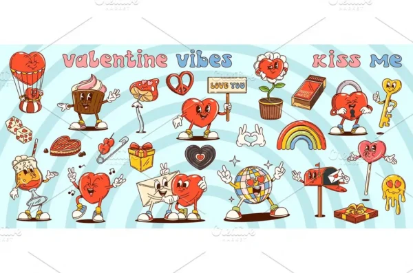 Groovy Valentine day characters