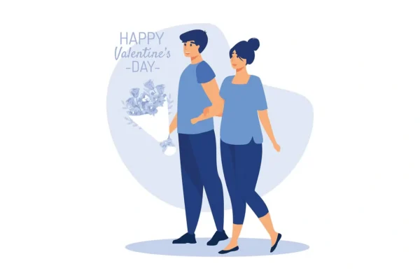 Happy Valentine's Day couple's walk