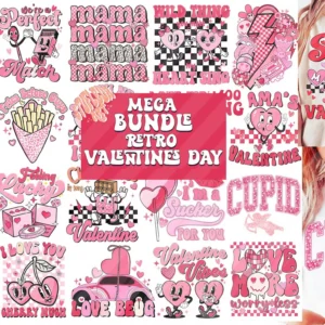 Retro Valentine's Day mega bundle PNG