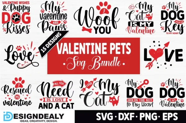 Valentine Pets SVG Bundle