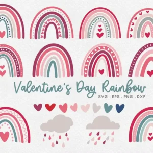 Valentine's Day Boho Rainbow eps svg