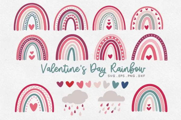 Valentine's Day Boho Rainbow eps svg