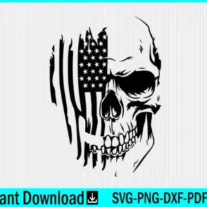 American Flag Skull SVG Patriotic SVG