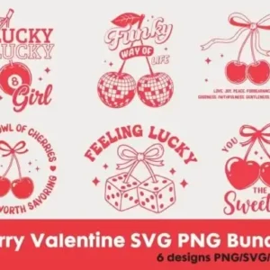 Cherry Valentine's SVG Design Bundle