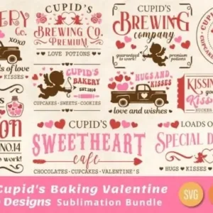 Cupid's Baking Valentine Svg Bundle