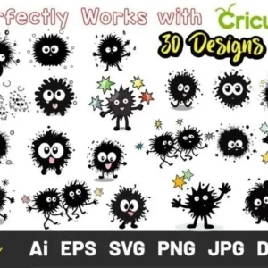 Soot Sprite Cliparts, Anime SVG Bundle