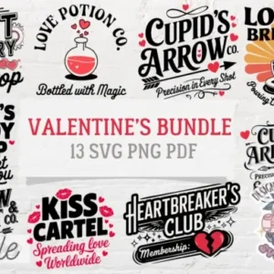 Valentine’s SVG Bundle Love Hearts PDF