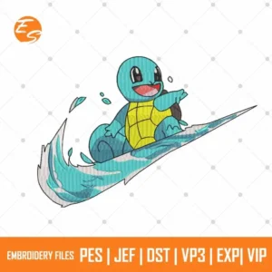 Squirtle swoosh free anime embroidery design