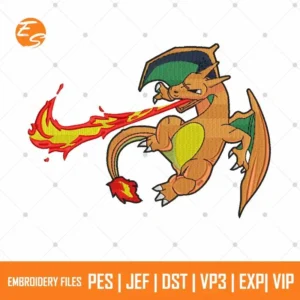 Charizard lizardon anime free embroidery design