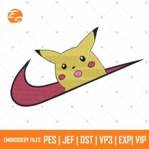 Yellow pikachu free anime embroidery design