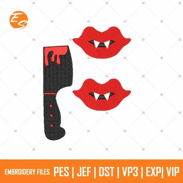 Vampire lips free embroidery designs