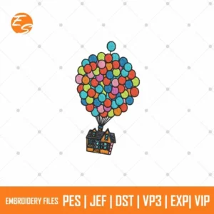 Up house with balloons free embroidery designs