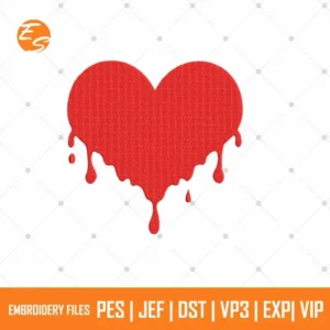 Bloody red heart free embroidery designs