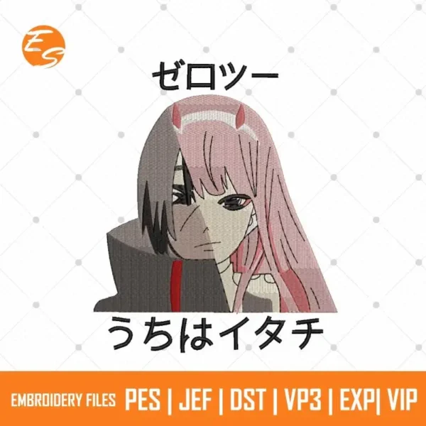 Zero two anime free embroidery file