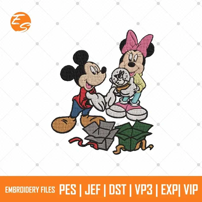 Christmas Mickey and Minnie free embroidery design