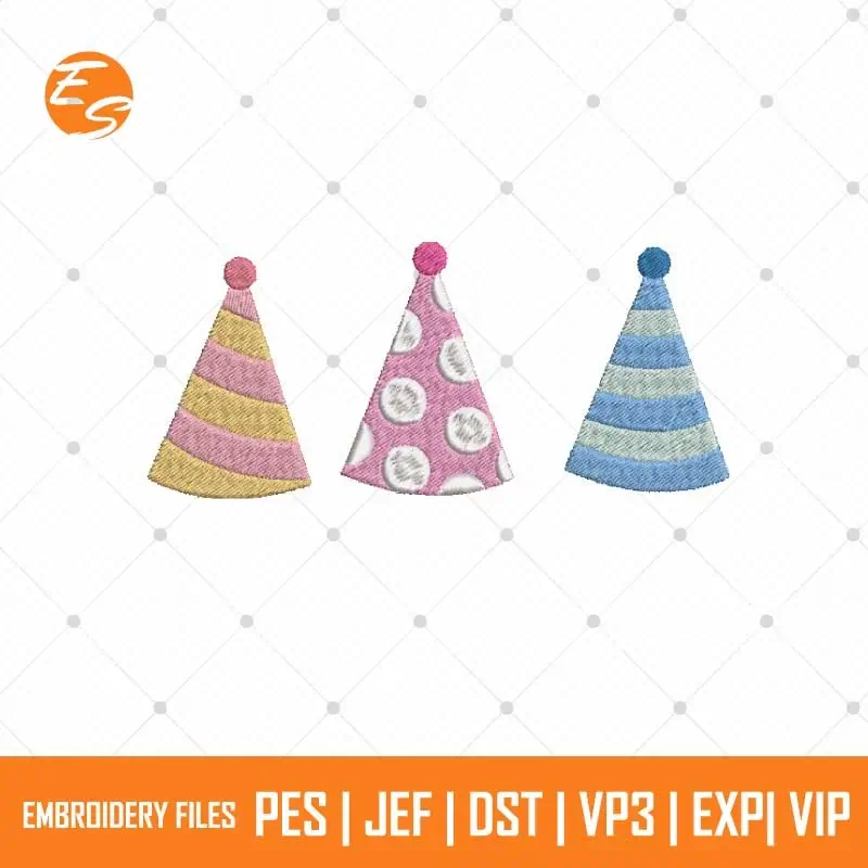 Birthday hats free embroidery design