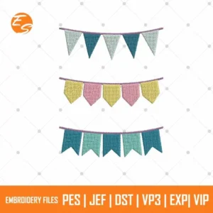 Colorful pennants free embroidery design