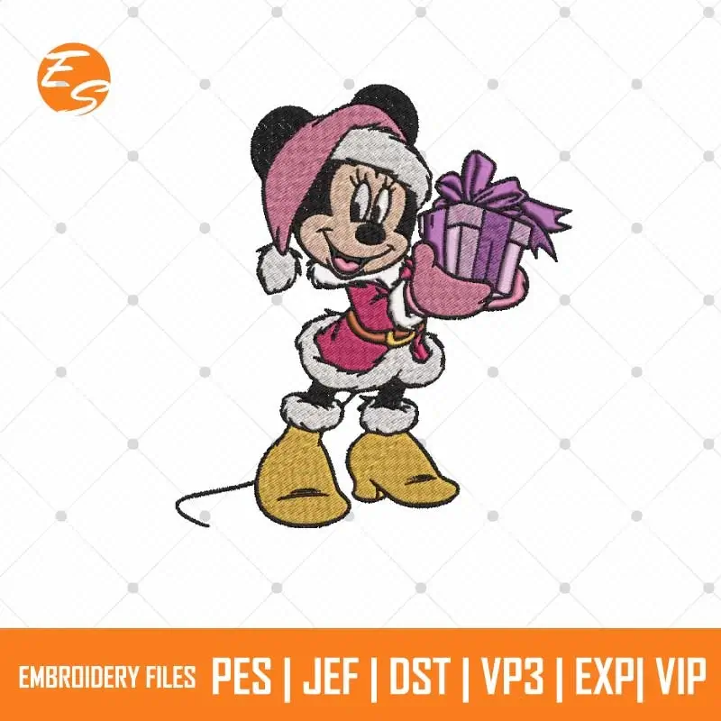 Minnie Xmas Wreath free embroidery design