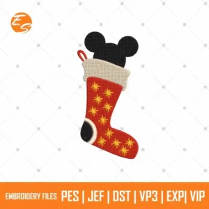 Xmas Minnie Sock free embroidery design