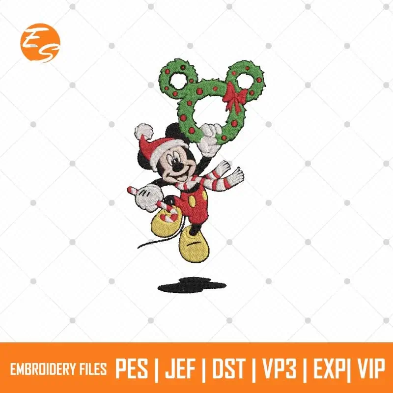 Happy Christmas Mickey free embroidery design