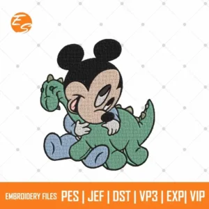 Mickey with Dinosaur free embroidery design