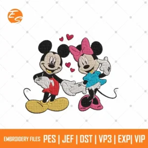 Love Mickey and Minnie free embroidery design