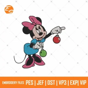 Minnie with Xmas Ball free embroidery design