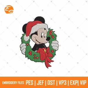 Minnie Xmas wreath free embroidery design