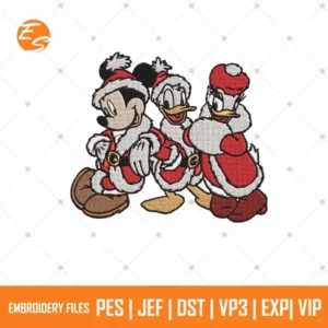 Santa Mickey and Duck free embroidery design