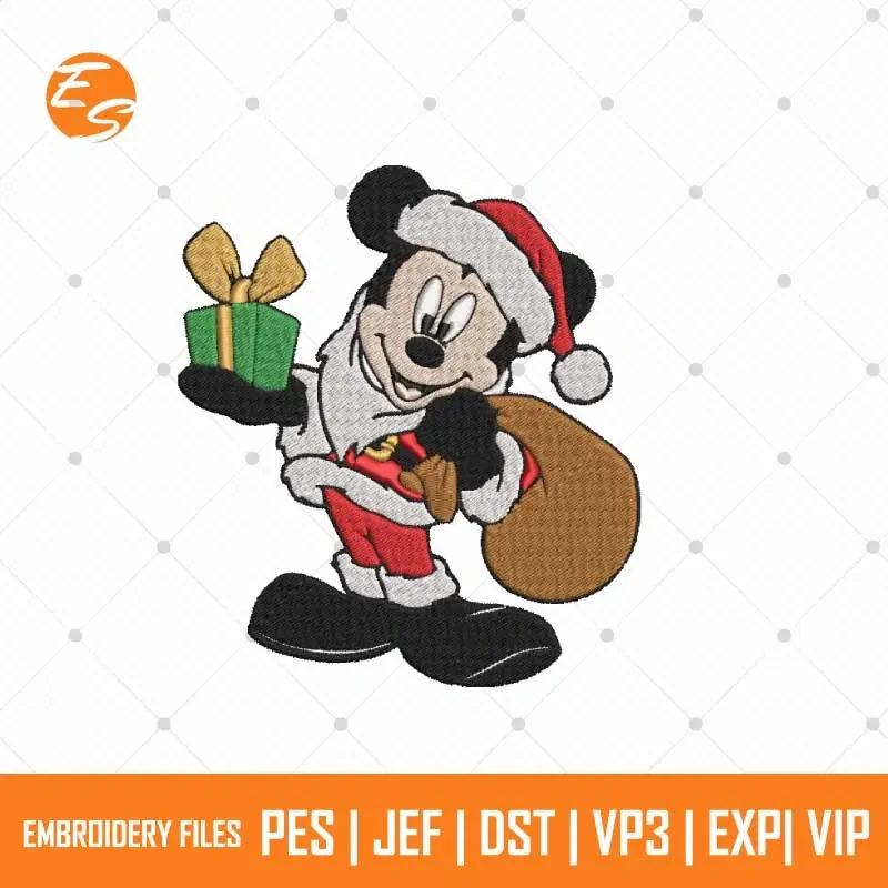 Mickey Santa Xmas Gift free embroidery design