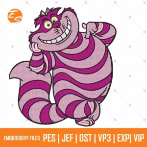 Cheshire Cat enjoying free embroidery design