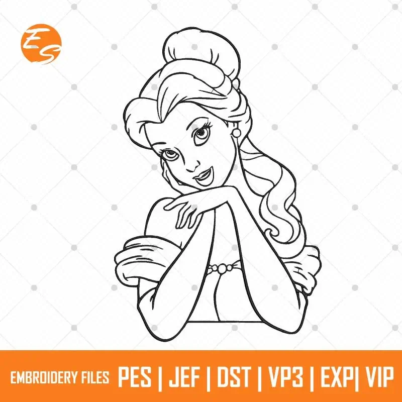 Belle Princess Sketch free embroidery design