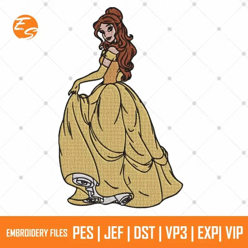 Princess belle dress free embroidery design
