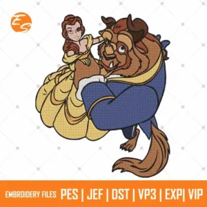 Princess Belle with beast free embroidery design
