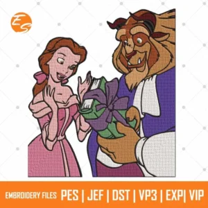 Beast gift to belle free embroidery design