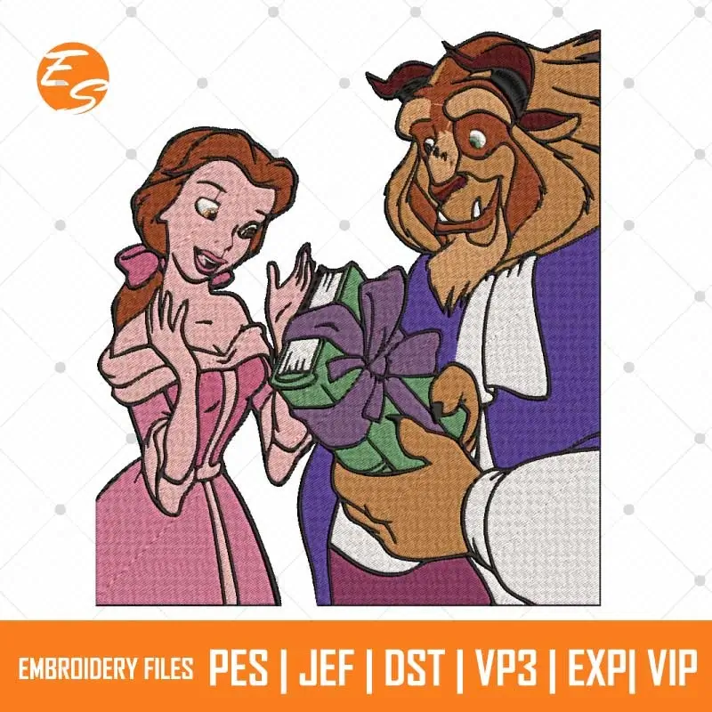 Beast gift to belle free embroidery design