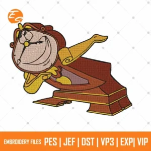 Cogsworth beauty and the beast free embroidery design